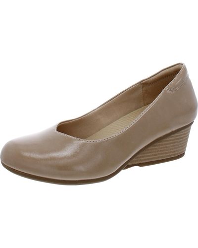 Dr. Scholls Be Ready Faux Suede Slip On Wedge Heels - Natural