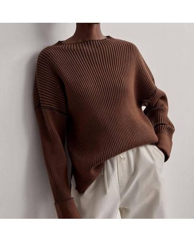 Varley Emile Rib Knit Sweater - Brown