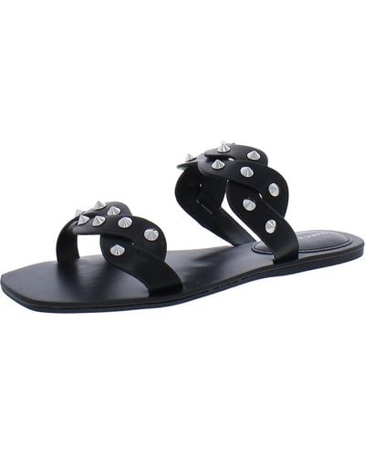 Marc Fisher Bodil Faux Leather Metallic Slide Sandals - Black
