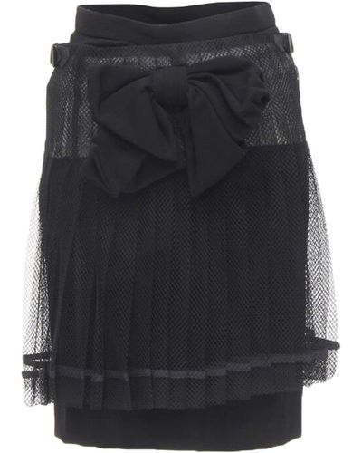Comme des Garçons Comme Des Garcons 2004 Bow Buckle Layered Pleated Net Mesh Skirt - Blue