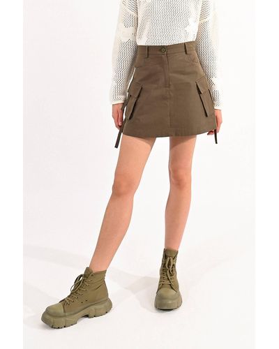 Molly Bracken Woven Cargo Skirt - Brown