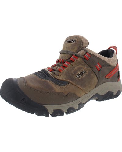 Keen Ridge Flex Leather Lace Up Hiking Shoes - Brown