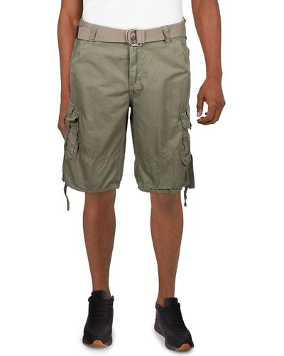 Galaxy By Harvic Cotton Studded Cargo Shorts - Green