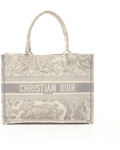 Dior Book Tote Book Tote Medium Handbag Tote Bag Canvas Light Off - Metallic
