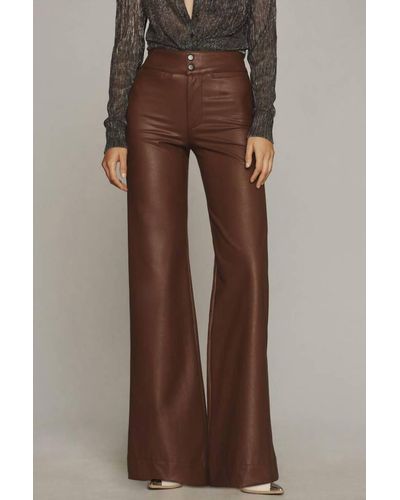 ASKK NY Vegan Leather Flare Pants - Brown