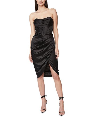 Bardot Jamla Satin Corset Cocktail And Party Dress - Black