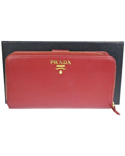 Prada Saffiano Leather Wallet (pre-owned) - Red