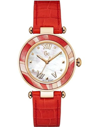 Guess Classic White Dial Watch - Red