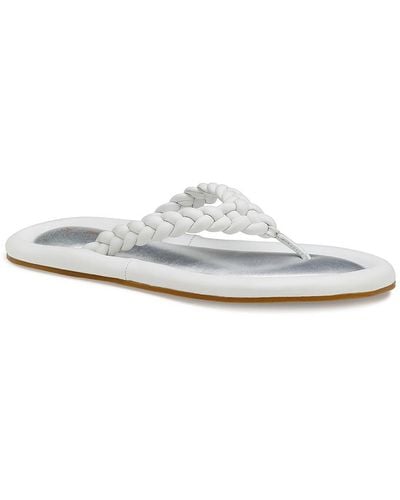 Johnston & Murphy Zoey Leather Braided Slide Sandals - White