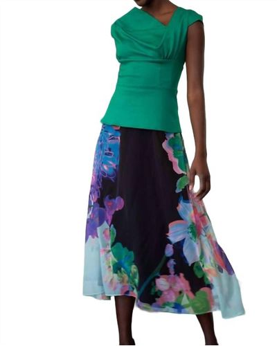 Eva Franco Floral Midi Skirt - Green