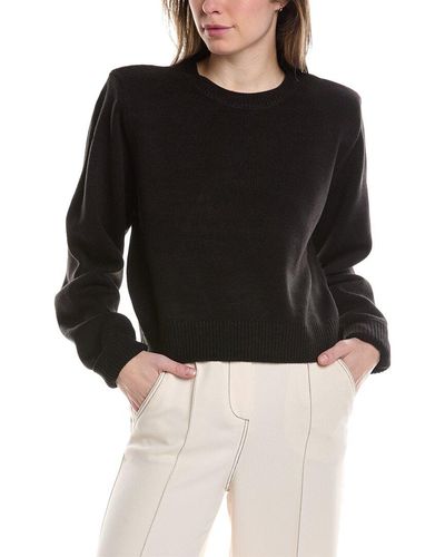 WeWoreWhat Shoulder Pad Cropped Sweater - Black