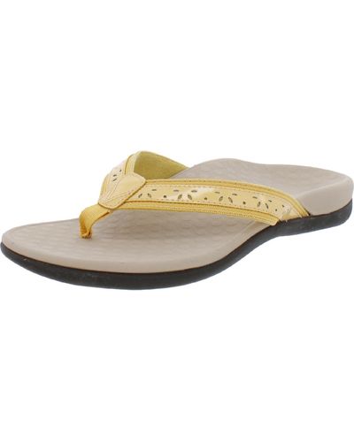 Vionic Casandra Leather Orthaheel Comfort Thong Sandals - Natural