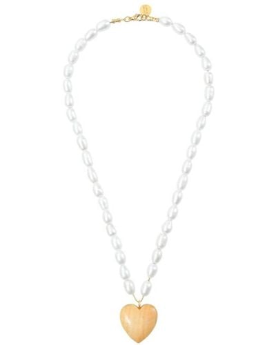 Sophie Monet Pearl Heart Necklace - White