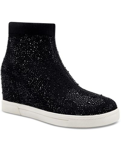 INC Deena Knit Shimmer Casual And Fashion Sneakers - Black