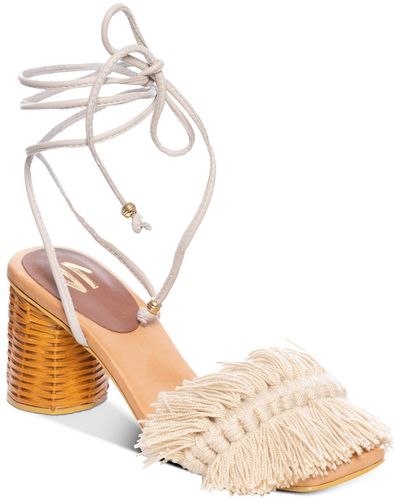 Silvia Cobos Canasto Fringe Leather Dressy Heels - Natural