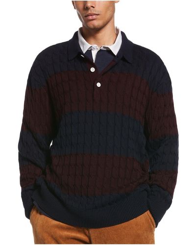 Perry Ellis Cotton Cable Knit Pullover Sweater - Blue