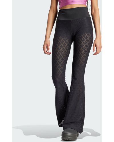 adidas Fashion Monogram Lace Flared Pants - Black