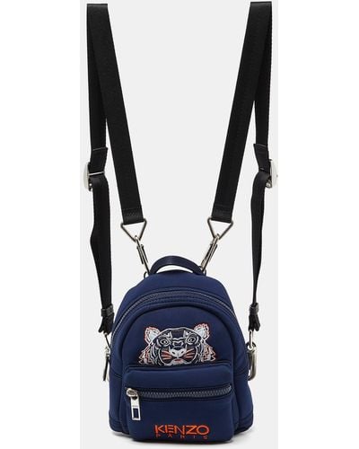 KENZO Navy Neoprene Mini Embroidered Tiger Backpack - Blue
