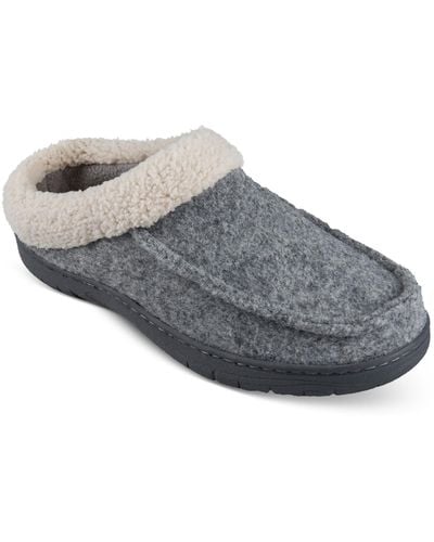 Haggar Faux Fur Slip On Loafer Slippers - Gray