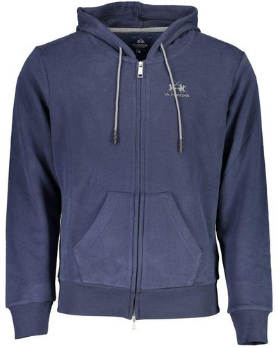 La Martina Elegant Hooded Sweatshirt With Zip Detail - Blue