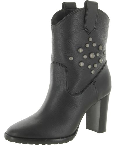 Lauren by Ralph Lauren Micah Leather Studded Ankle Boots - Black