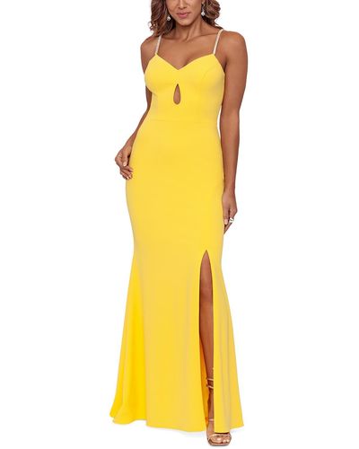 Xscape Side Slit Maxi Evening Dress - Yellow