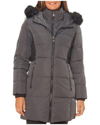 Vince Camuto Faux Fur Down Puffer Coat - Gray