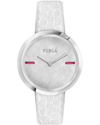 Furla My Piper Dial Ss Calfskin Leather Watch - White