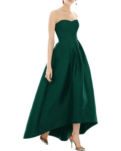 Alfred Sung Satin Hi-low Evening Dress - Green