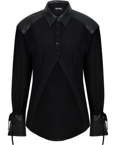 Nocturne Leather Trim Shirt - Black