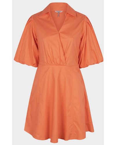 EsQualo Open Back Poplin Dress - Orange