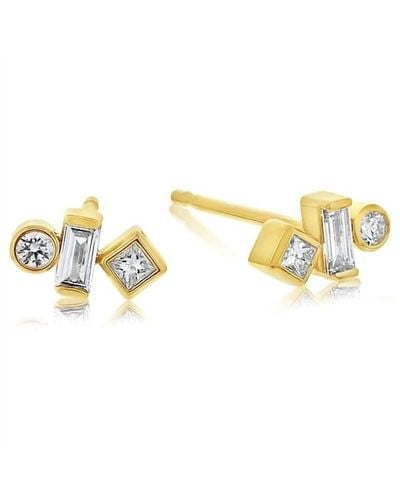 Zoe Chicco Geometric Diamond Earrings - Metallic