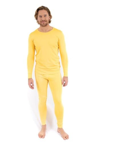 Leveret Two Piece Thermal Pajamas - Yellow