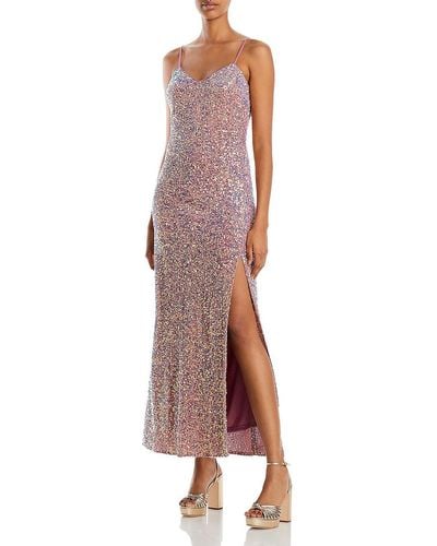 Lucy Paris Side Slit Long Cocktail And Party Dress - Pink