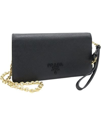 Prada Leather Clutch Bag (pre-owned) - Black