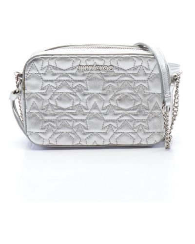 Jimmy Choo Haya Chain Shoulder Bag Leather Quilting - Gray