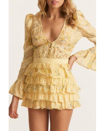 LoveShackFancy Melrita Silk Mini Skirt - Yellow