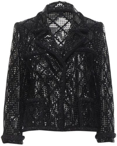 Chanel 15k Brasserie Gabrielle Runway Cutout Pvc Braided Tweed Jacket - Black