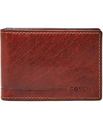 Fossil Allen Rfid Magnetic Front Pocket Wallet Wallet Sml1546231 - Red