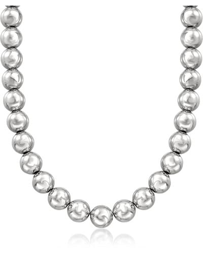 Ross-Simons Italian 14mm Sterling Silver Bead Necklace - Metallic