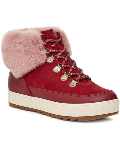 Koolaburra Tynlee Leather Faux Fur Ankle Boots - Red