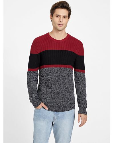 Guess Factory Atlas Color-block Sweater - Red