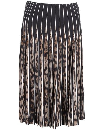 Roberto Cavalli Pleated Leopard Print Skirt - Black