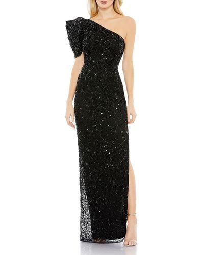 Mac Duggal Embellished One Shoulder Evening Dress - Black
