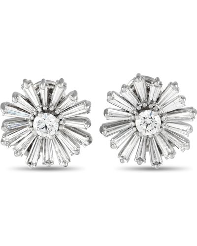 Harry Winston Platinum 3.0ct Diamond Clip-on Flower Earrings Hw26-103123 - White