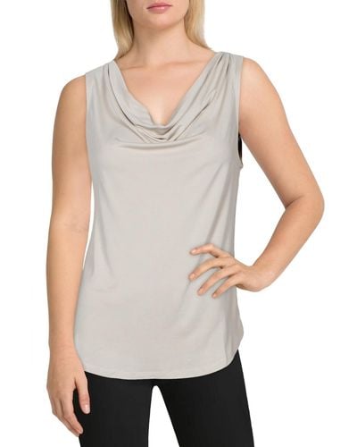 T Tahari Cowl Neck Sleeveless Top - White