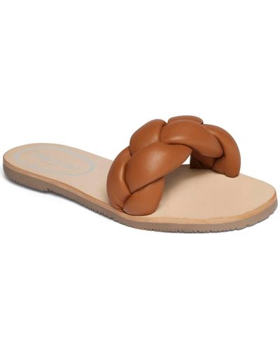 Kenneth Cole Nellie Braid Slip On Flat Slide Sandals - Brown