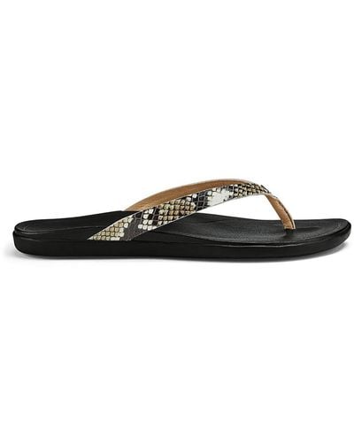 Olukai Ho'opio Leather Slip-on Flip-flops - Natural