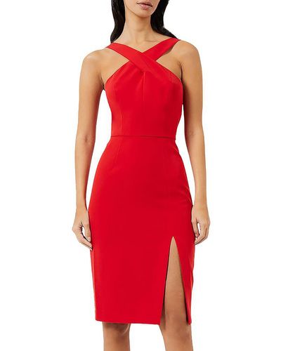 French Connection Crepe Knee Halter Dress - Red