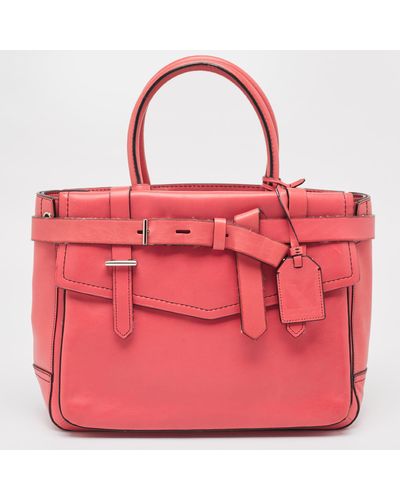 Reed Krakoff Leather Medium Boxer Tote - Red